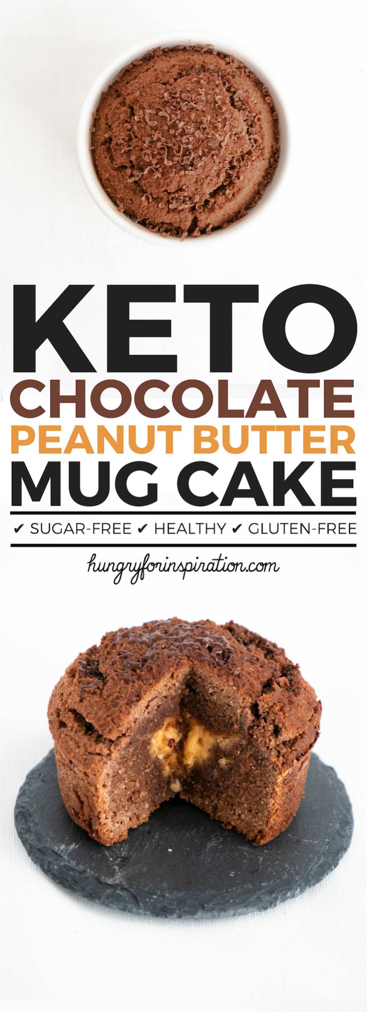 Chocolate Peanut Butter Keto Mug Cake (Keto Dessert, Low Carb Desserts) Long Pin