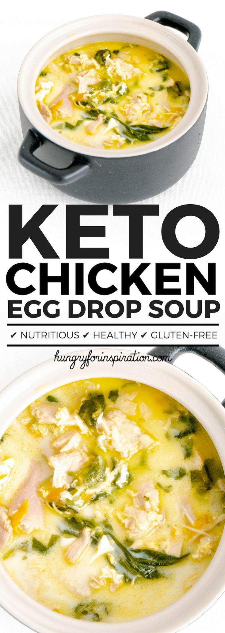Creamy Chicken Egg Drop Soup With Spinach (Healthy Keto Soup)