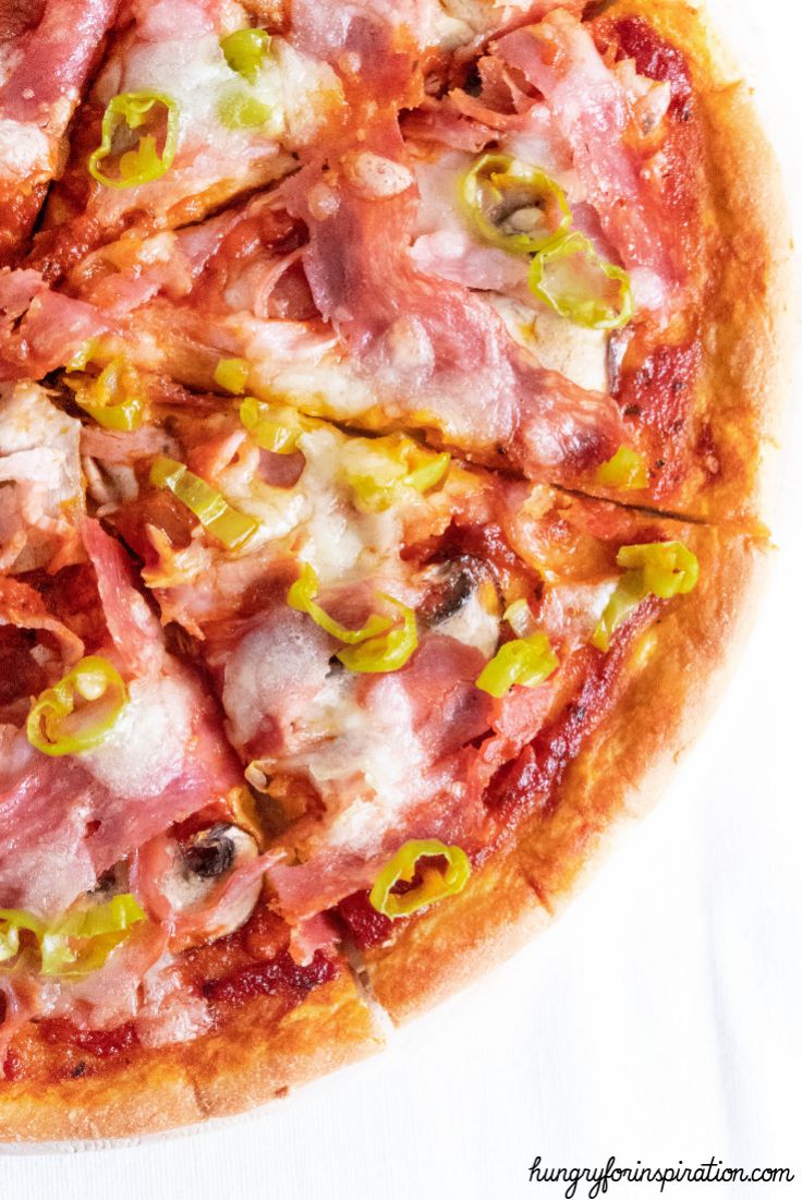 Fathead Keto Pizza Recipe With Ham, Pepperoni and Pepperoncini (Keto Dinner Recipe, Low Carb Pizza, Fathead Pizza Crust)
 </p></noscript><img class=