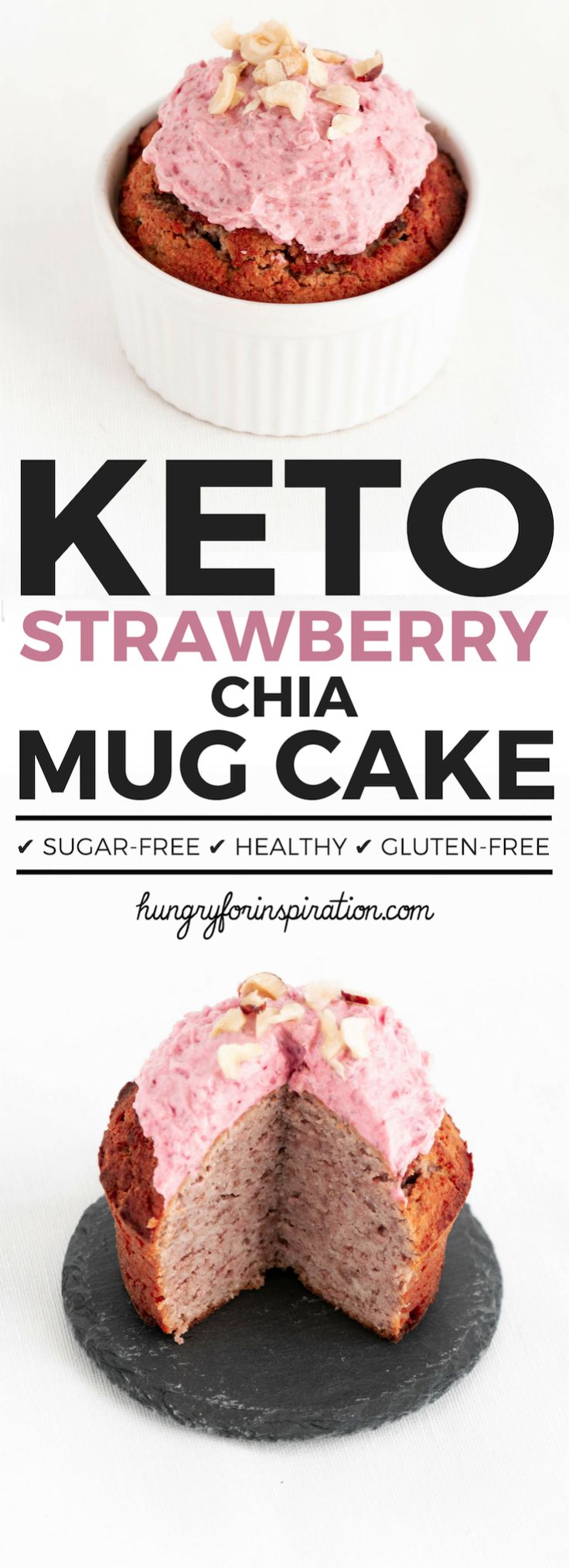 Strawberry Chia Keto Mug Cake (Keto Dessert, Keto Snack, Low Carb Desserts)