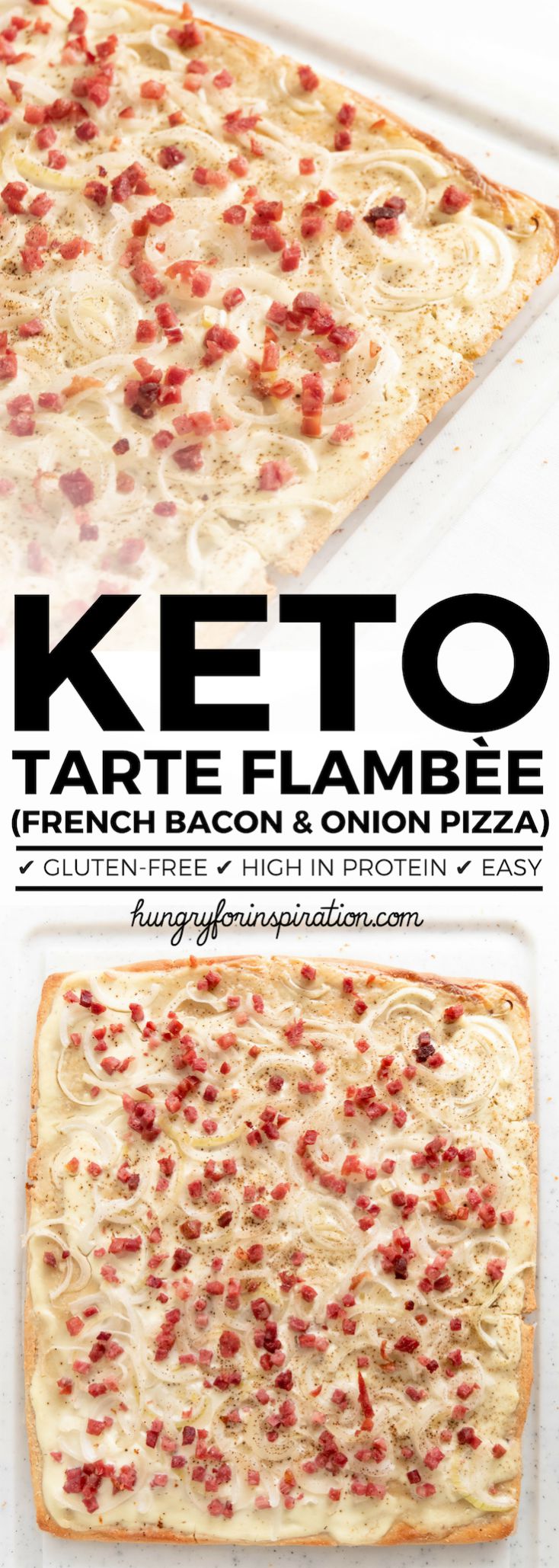 Keto Tarte Flambée (French Onion & Bacon Keto Pizza) - Low Carb, Keto Dinner Recipe