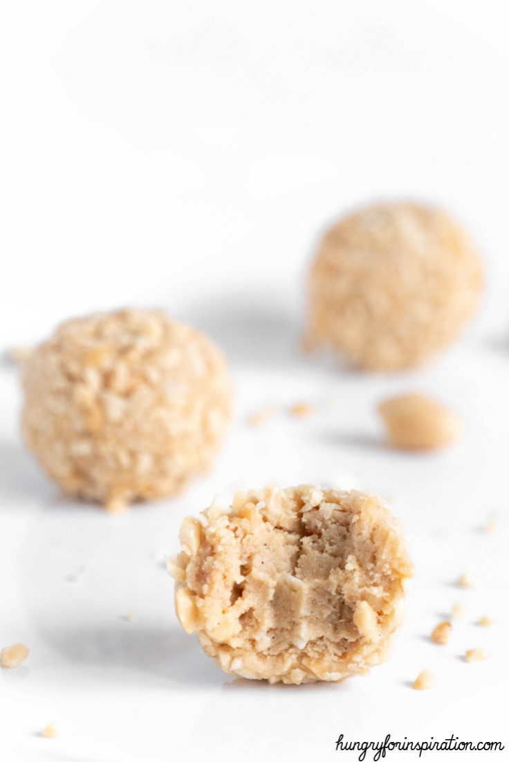 Crunchy Keto Peanut Butter Fat Bombs by hungryforinspiration.com