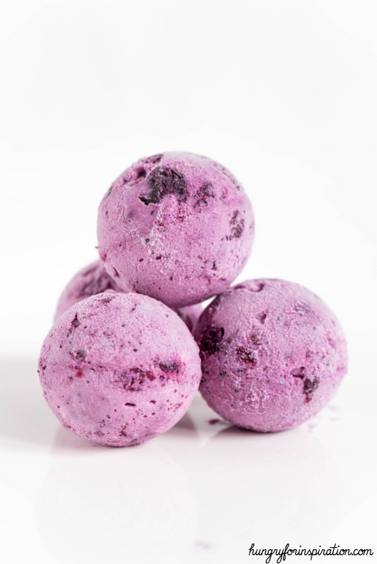 Keto Blueberry Cheesecake Fat Bombs by hungryforinspiration.com