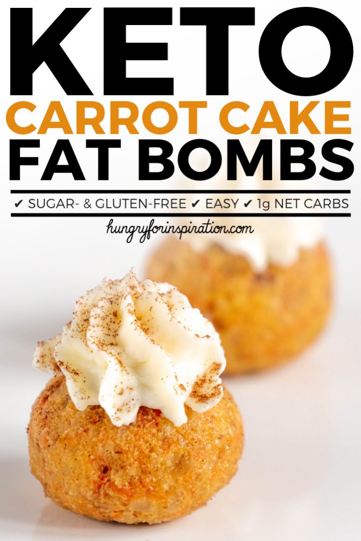 Keto Carrot Cake Fat Bombs with only 1g net carbs per ball! Easy and quick to make keto fat bombs, that are healthy and 100% suitable for the ketogenic diet! by hungryforinspiration.com #ketodessert #ketorecipes #keto #ketodiet #ketogenic #ketogenicdiet #lowcarbdesserts #lowcarbsnacks #ketosnacks