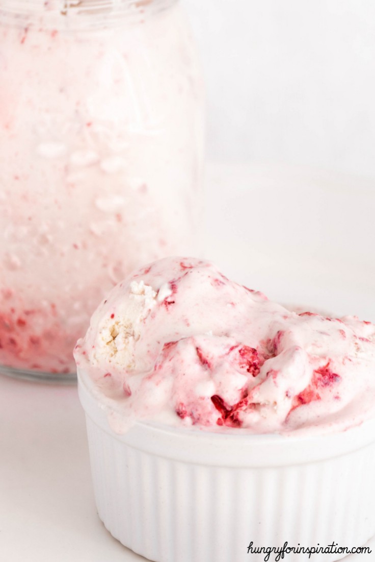 Keto Strawberry Cheesecake Mason Jar Ice Cream