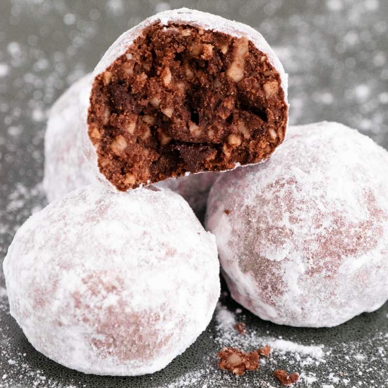 Keto Chocolate Snowball Cookies