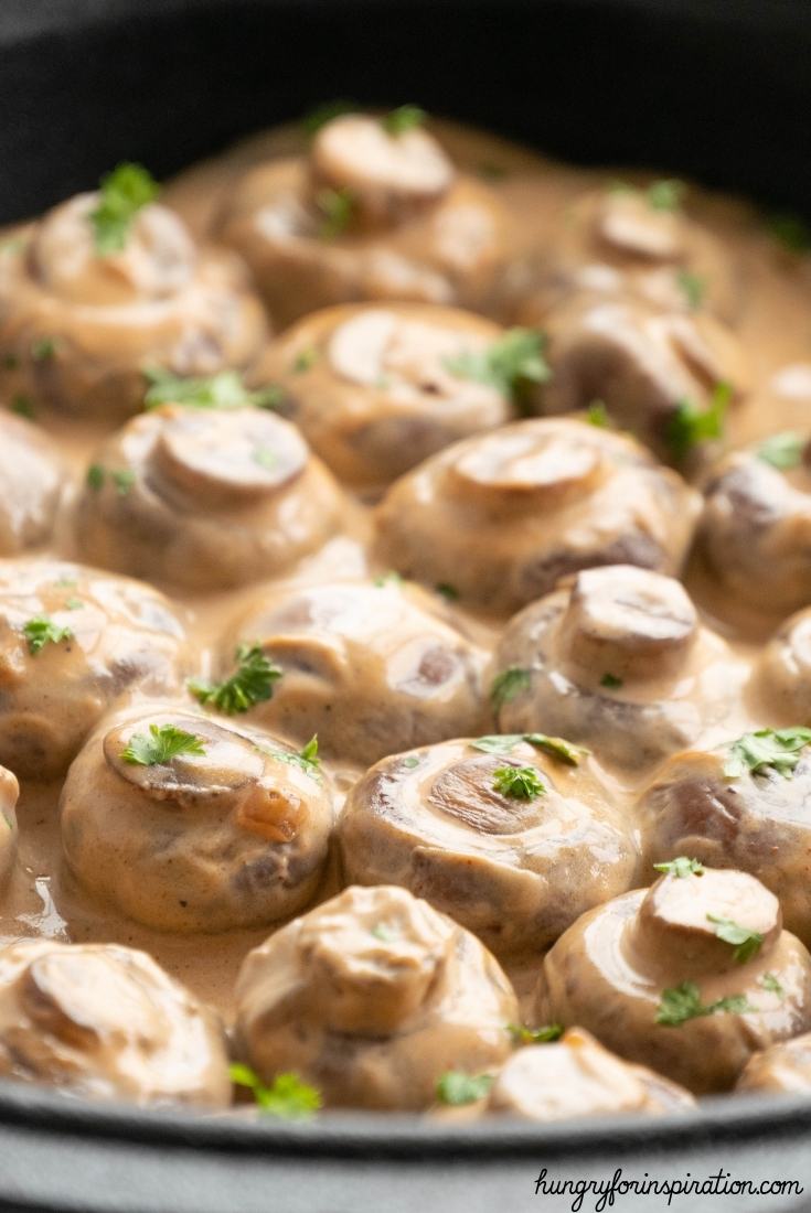 Fried Keto Garlic Mushrooms with Creamy Sauce