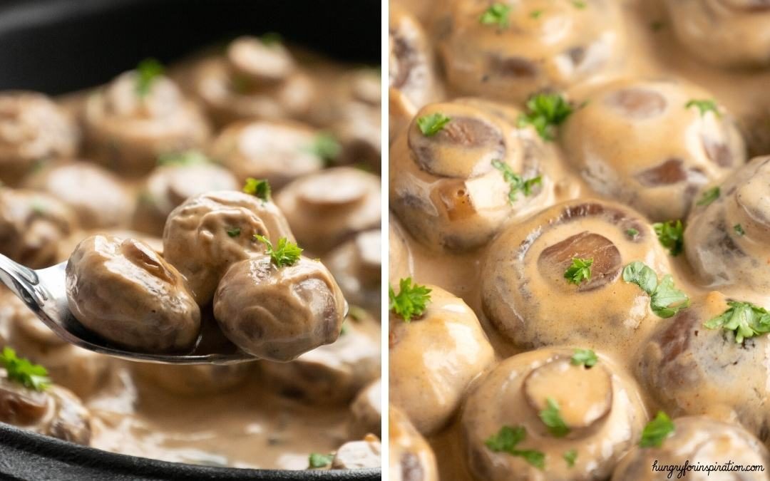 Fried Keto Garlic Mushrooms with Creamy Sauce Desktop Featured Image