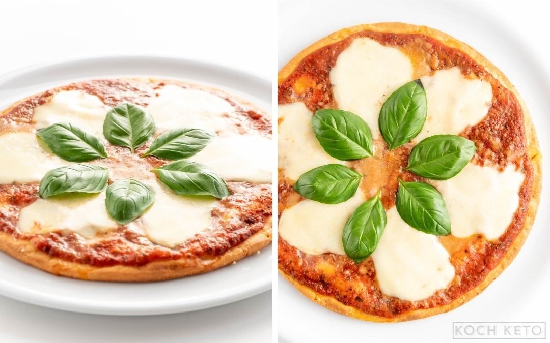 Yummy Keto Margherita Pizza - Ketogenic Vegetarian Dinner Desktop Featured Image