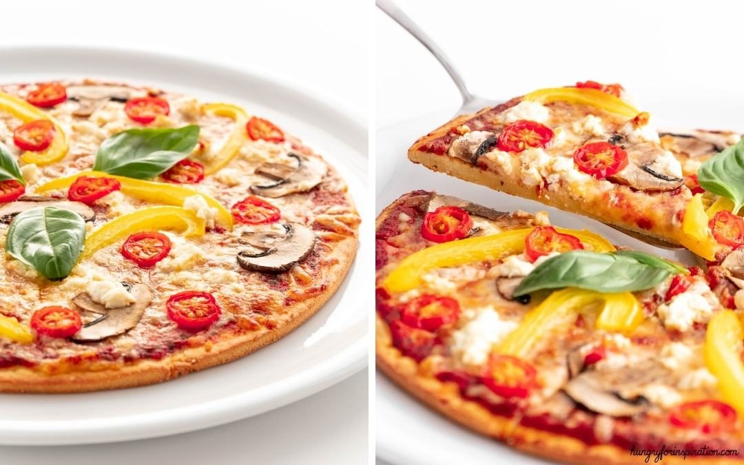 Yummy Vegetarian Keto Veggie Pizza without Flour Desktop Featured Image