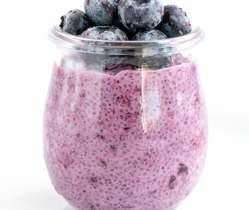 Healthy Keto Low Carb Blueberry Chia Pudding Without Sugar Mobile Featured Image