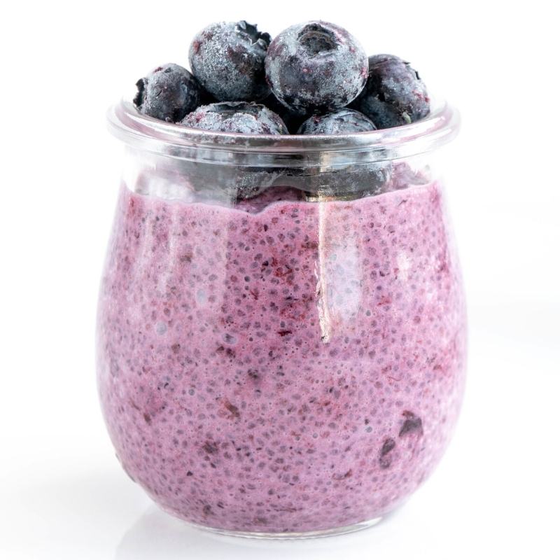Healthy Keto Low Carb Blueberry Chia Pudding Without Sugar Mobile Featured Image