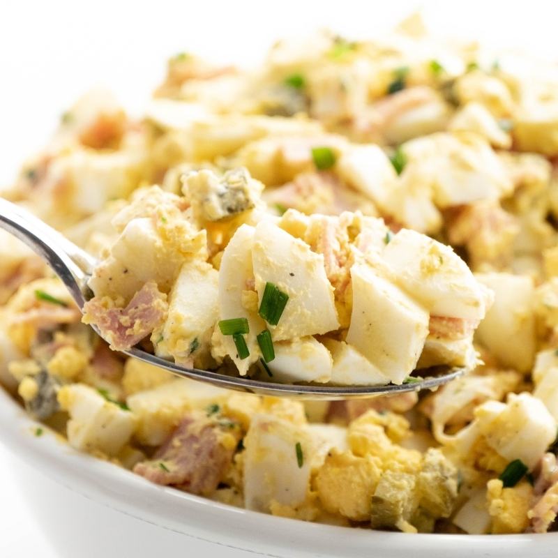 Easy Keto Egg Salad with Pickles and Ham Mobile Featured Image