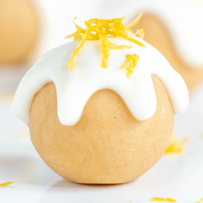 Easy Sugar-Free Keto Lemon Cake Fat Bombs Mobile Featured Image