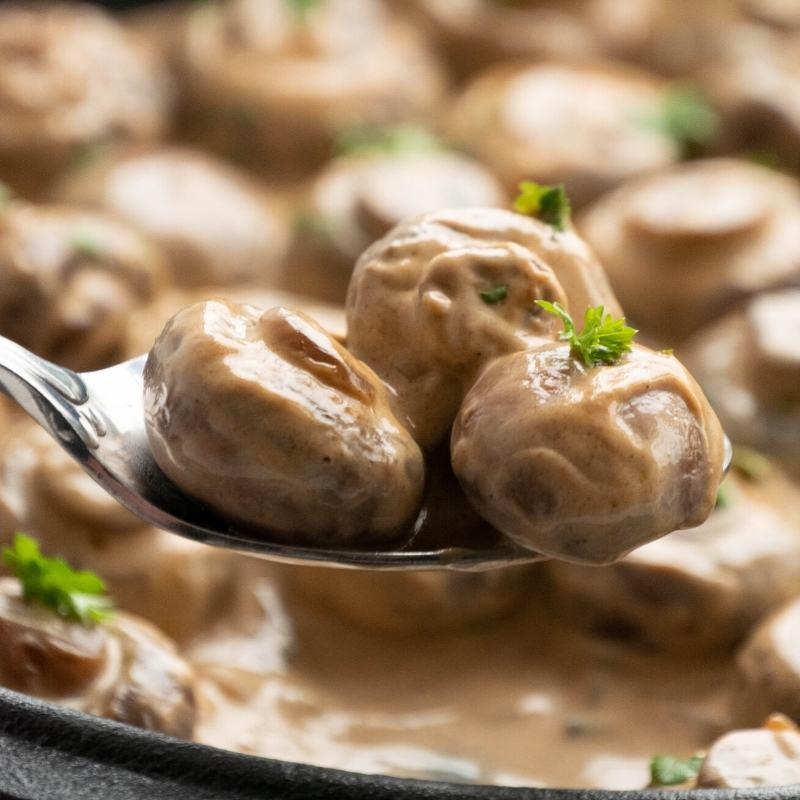 Fried Keto Garlic Mushrooms with Creamy Sauce Mobile Featured Image