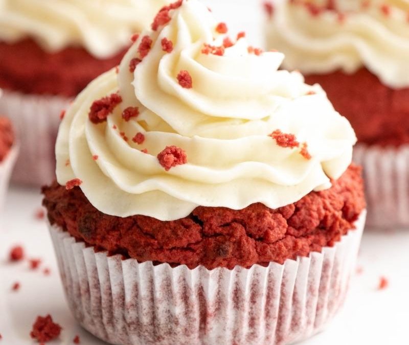 Yummy Keto Red Velvet Cupcakes with Almond Flour Mobile Featured Image