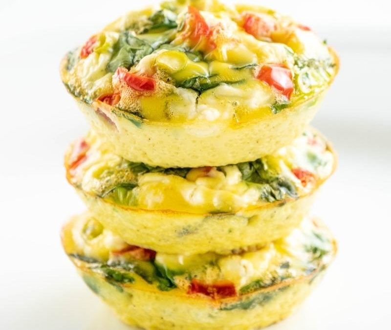 Easy Keto Spinach, Feta & Tomato Egg Muffins for Breakfast Mobile Featured Image