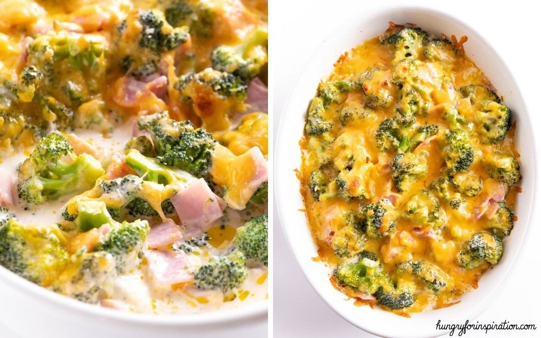 The Best Keto Ham and Broccoli Casserole with Cheese Desktop Image Collage