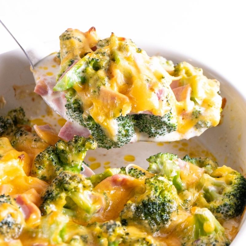 The Best Keto Ham and Broccoli Casserole with Cheese Mobile Featured Image