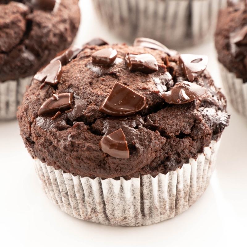 Easy Sugar-Free Keto Double Chocolate Chip Muffins with Almond Flour Mobile Featured Image